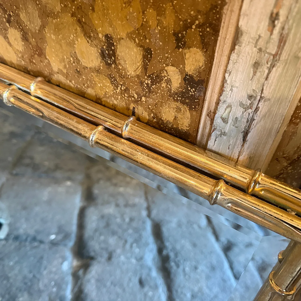 Specchio in ottone a forma di bambù Hollywood Regency, anni '70 6