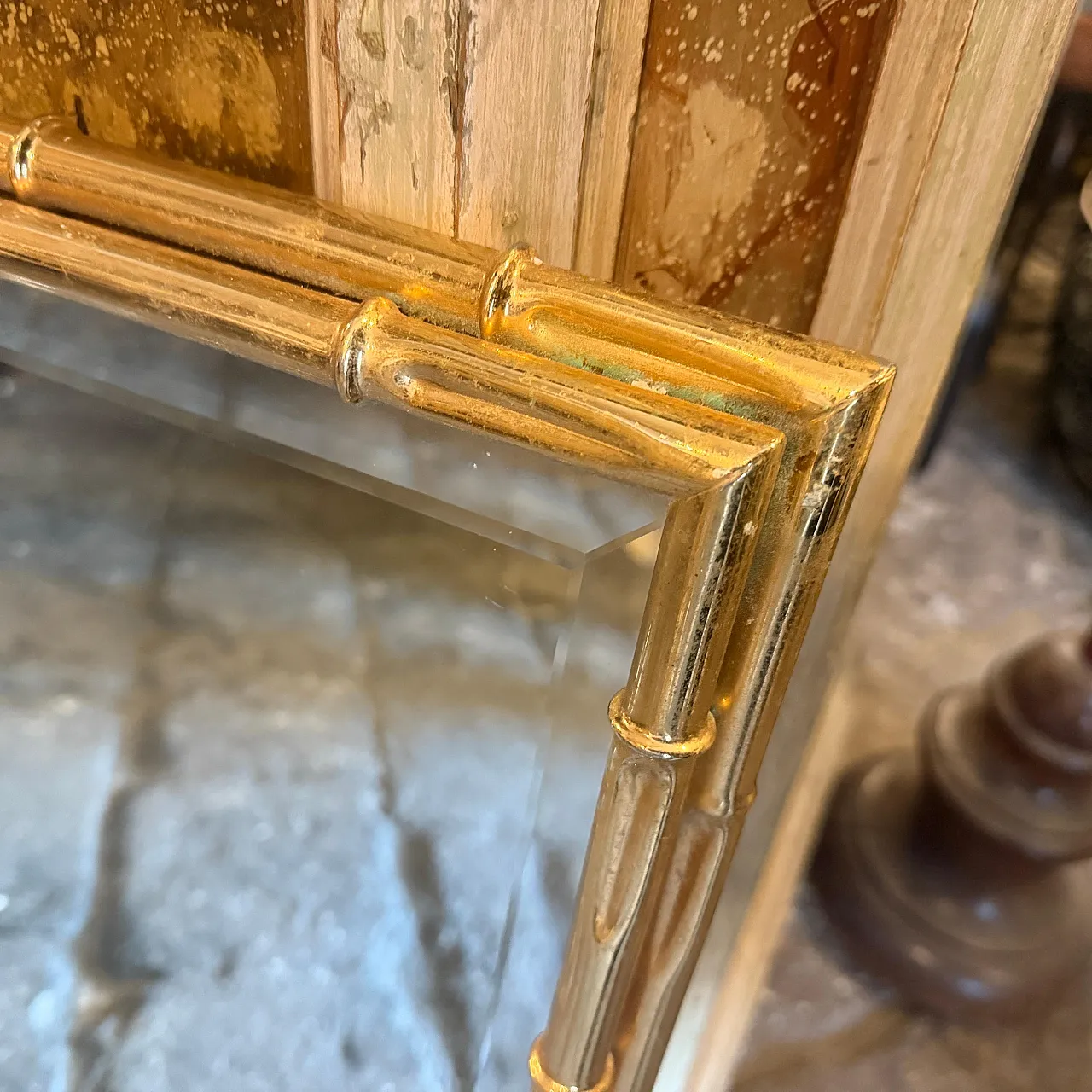 Specchio in ottone a forma di bambù Hollywood Regency, anni '70 10