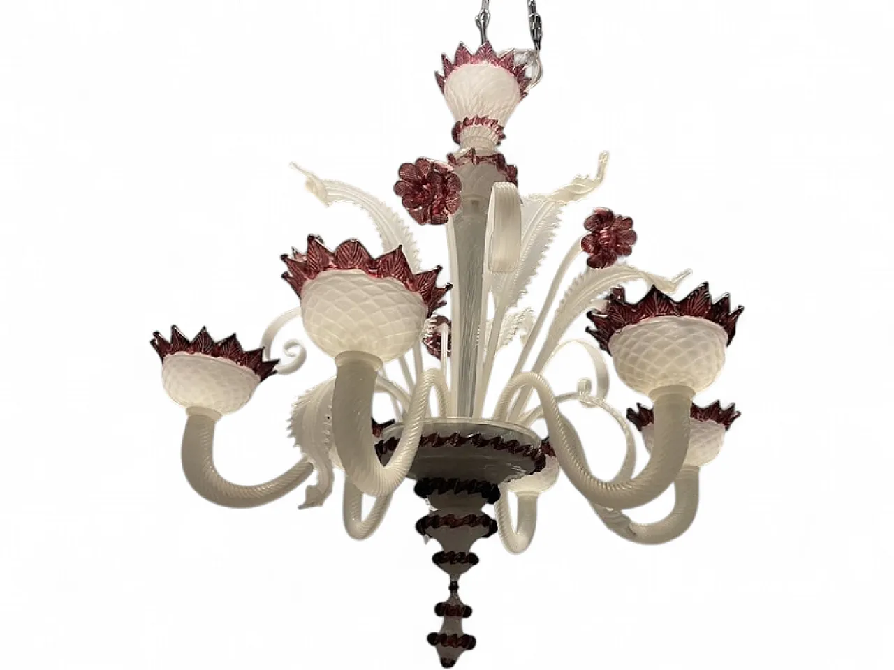 Lampadario grande in vetro veneziano, anni '70 14