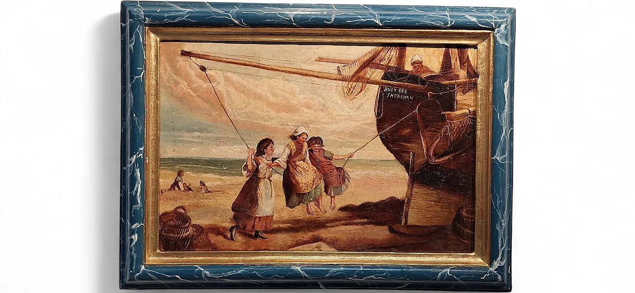 Oil painting on canvas Copy of children playing,  19th century 19