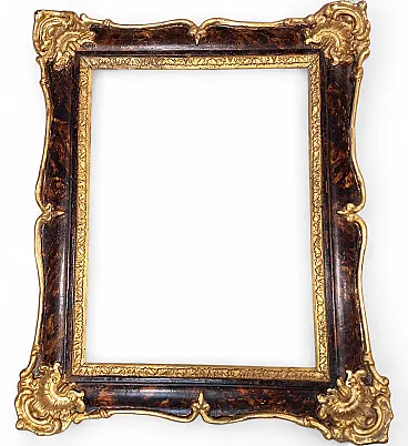 Ornate golden pastille frame with faux wood decorations, 19th century