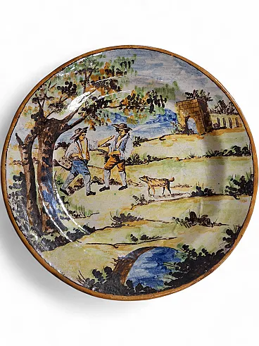 Majolica plate by Castelli, 19th century