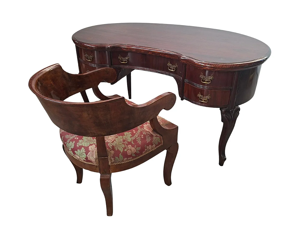 Bean desk with cockpit armchair, 20th century 7