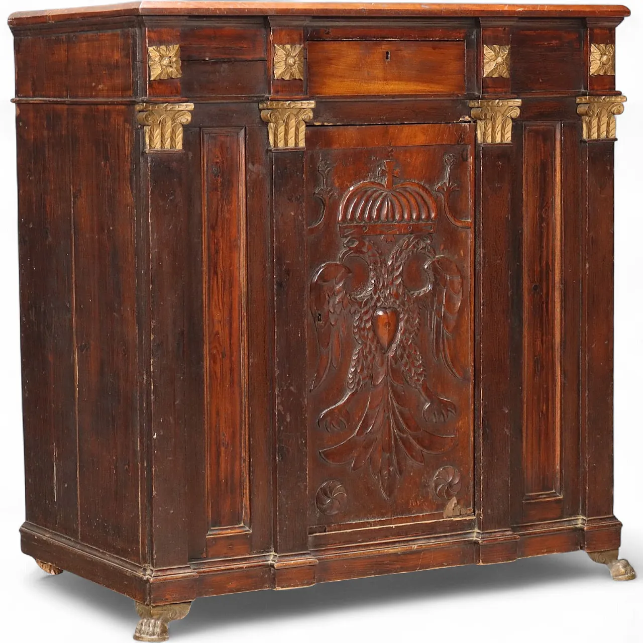 Credenza in noce e abete con piedini in metallo dorato, fine '700 11