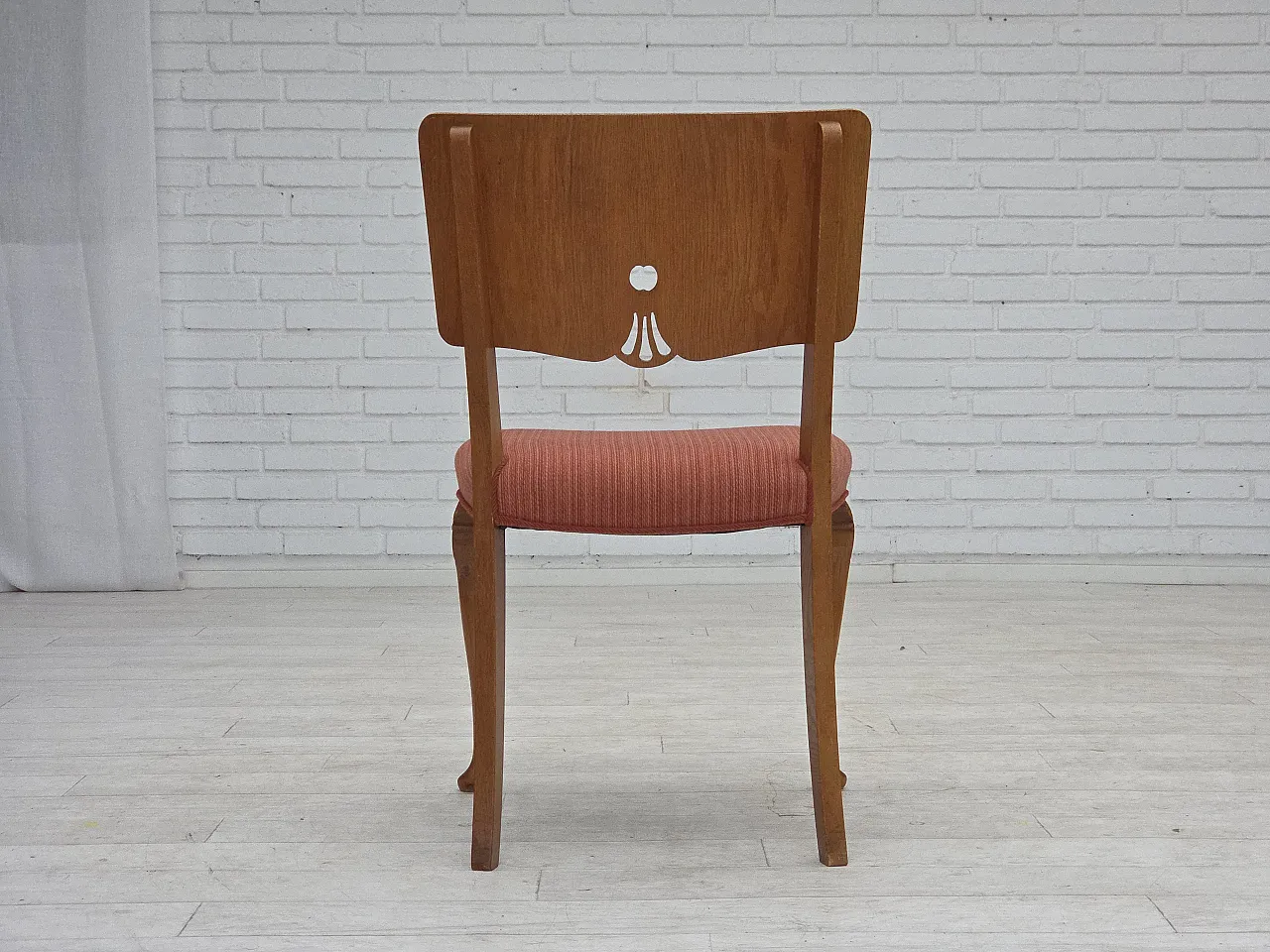 1950s, set of 6 Danish dining chairs, furniture wool, solid oak wood. 8