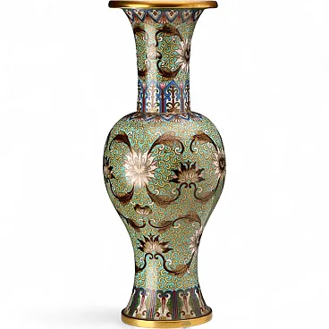 Vaso in bronzo con smalti policromi con la tecnica cloisonné, '900