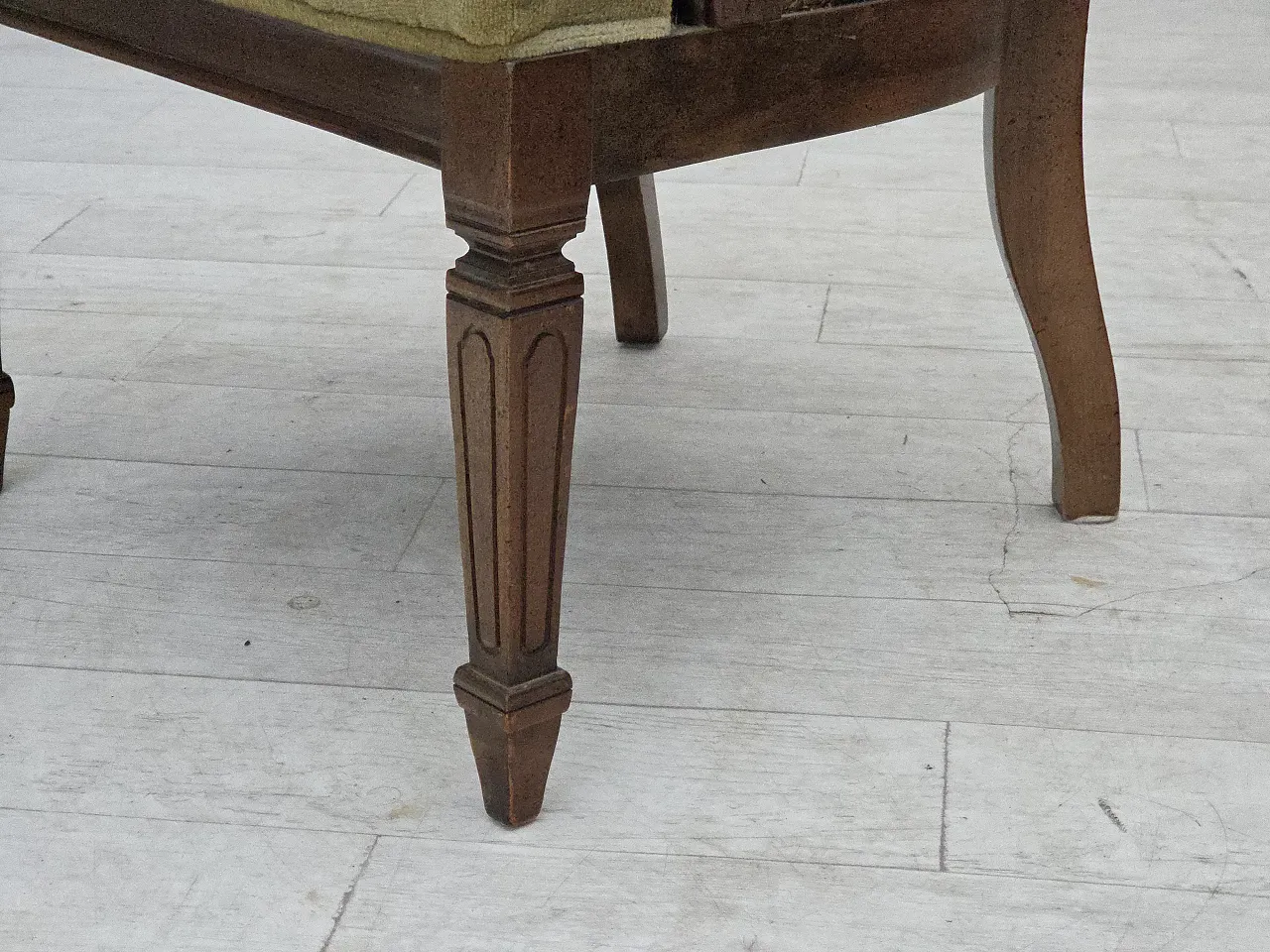 Danish easy chair, velour, mesh, oak wood, 1950s 3