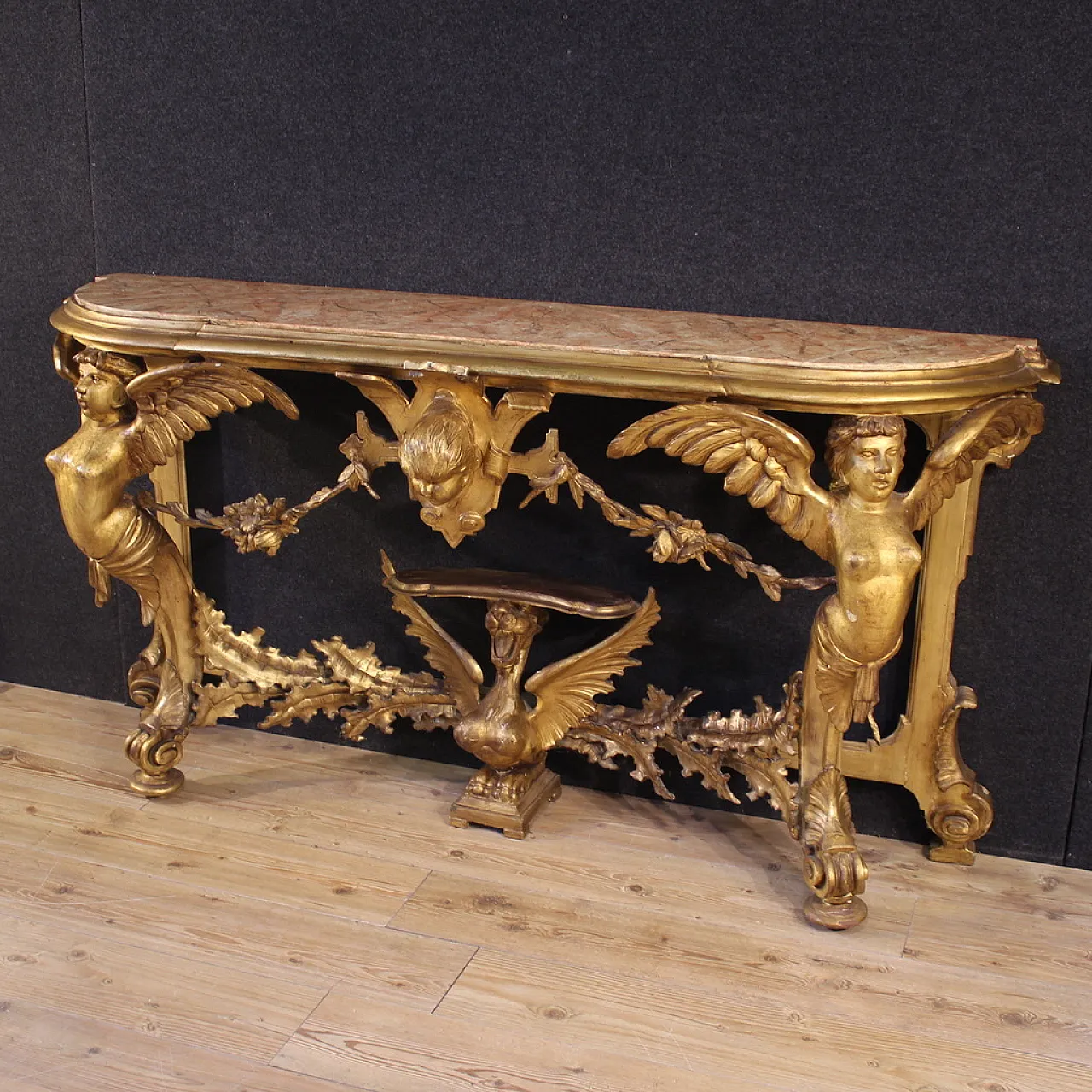 Carved and gilded Italian console, 20th century 1