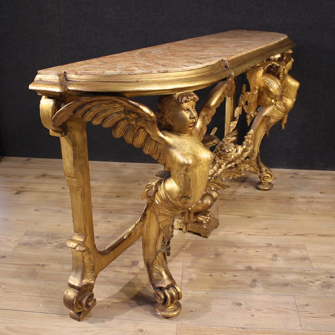 Carved and gilded Italian console, 20th century 4