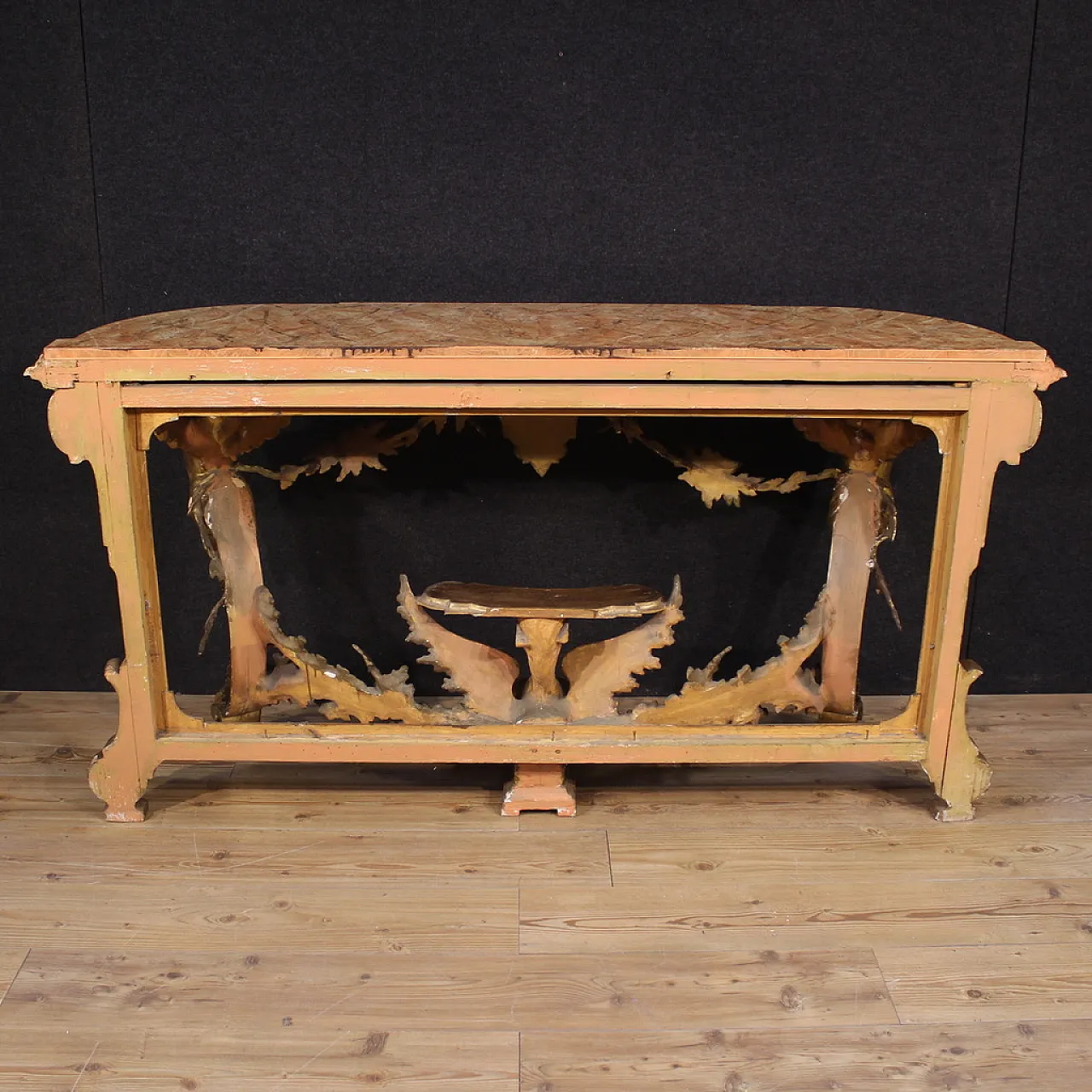 Carved and gilded Italian console, 20th century 11