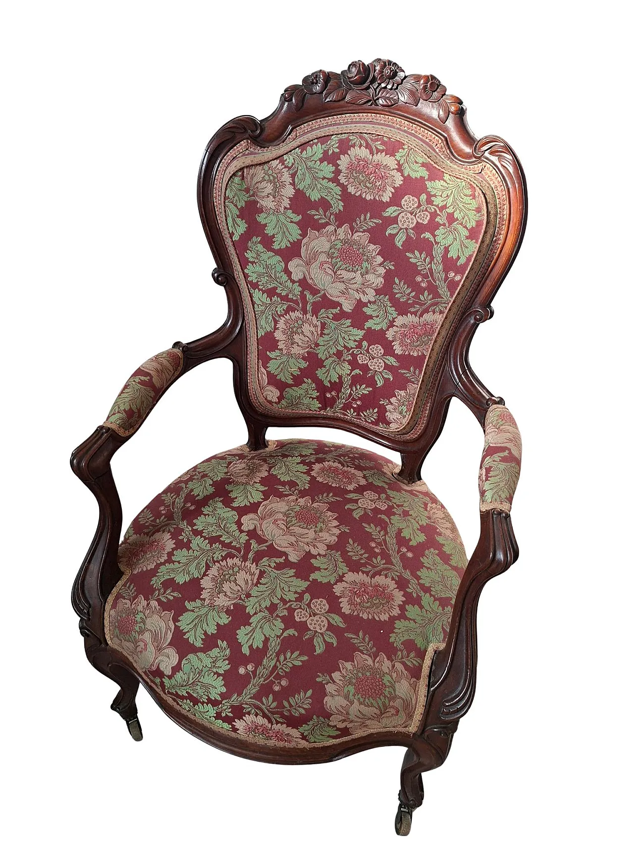 Pair of Louis XV style cherry armchairs, 1960s 3