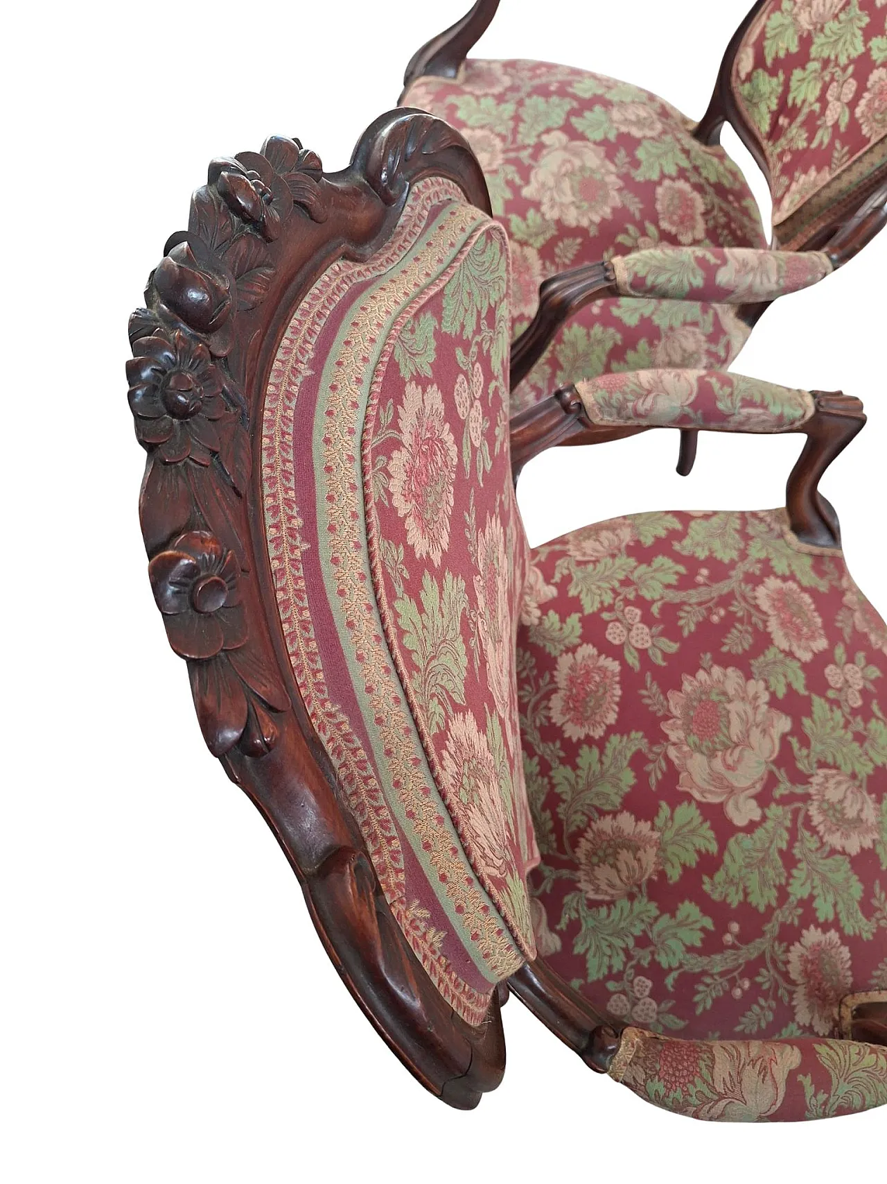 Pair of Louis XV style cherry armchairs, 1960s 9