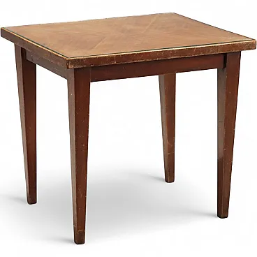 Tavolino in legno con piano in vetro, '900