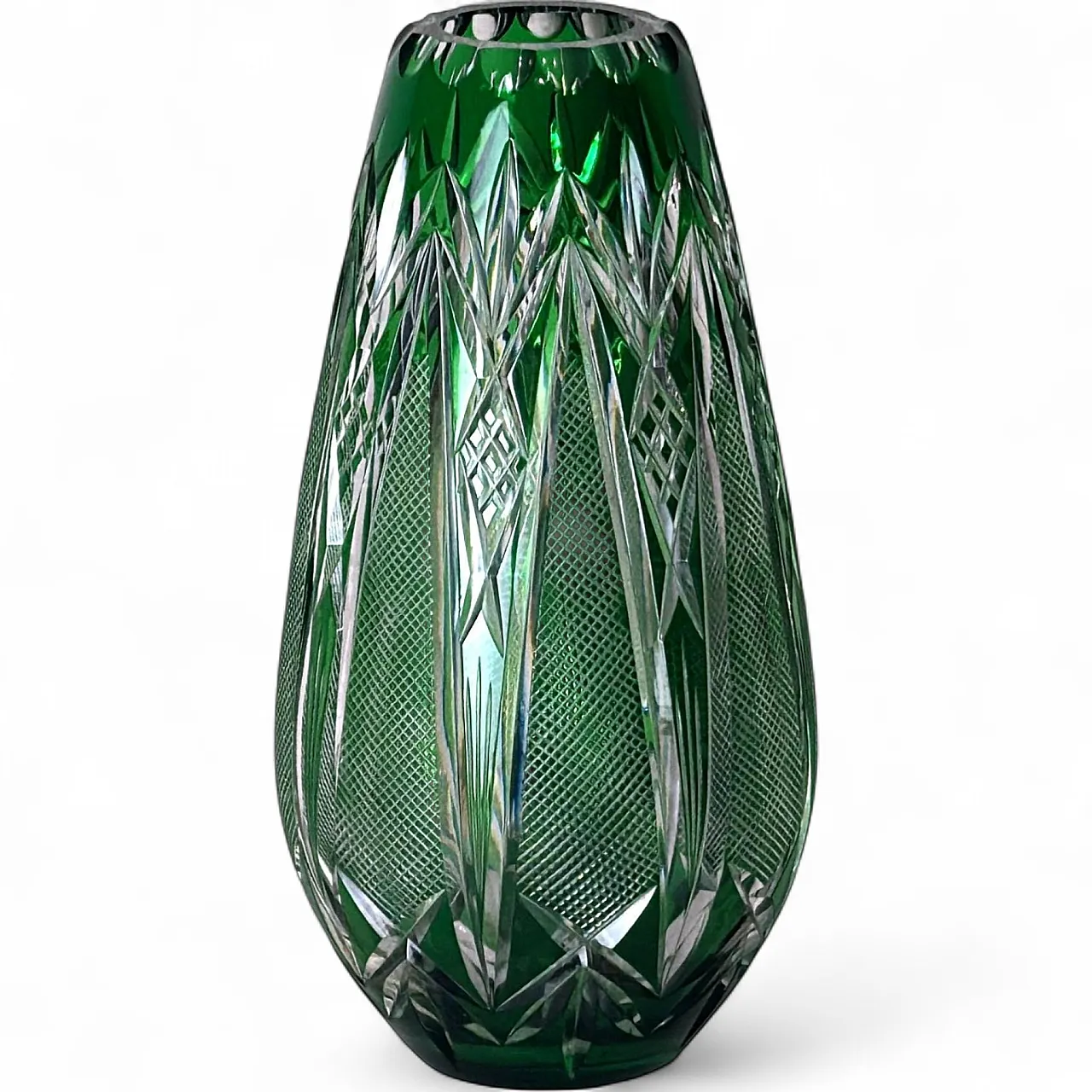 Bohemian Biedermeier style cut and polished crystal vase, 20th century 20