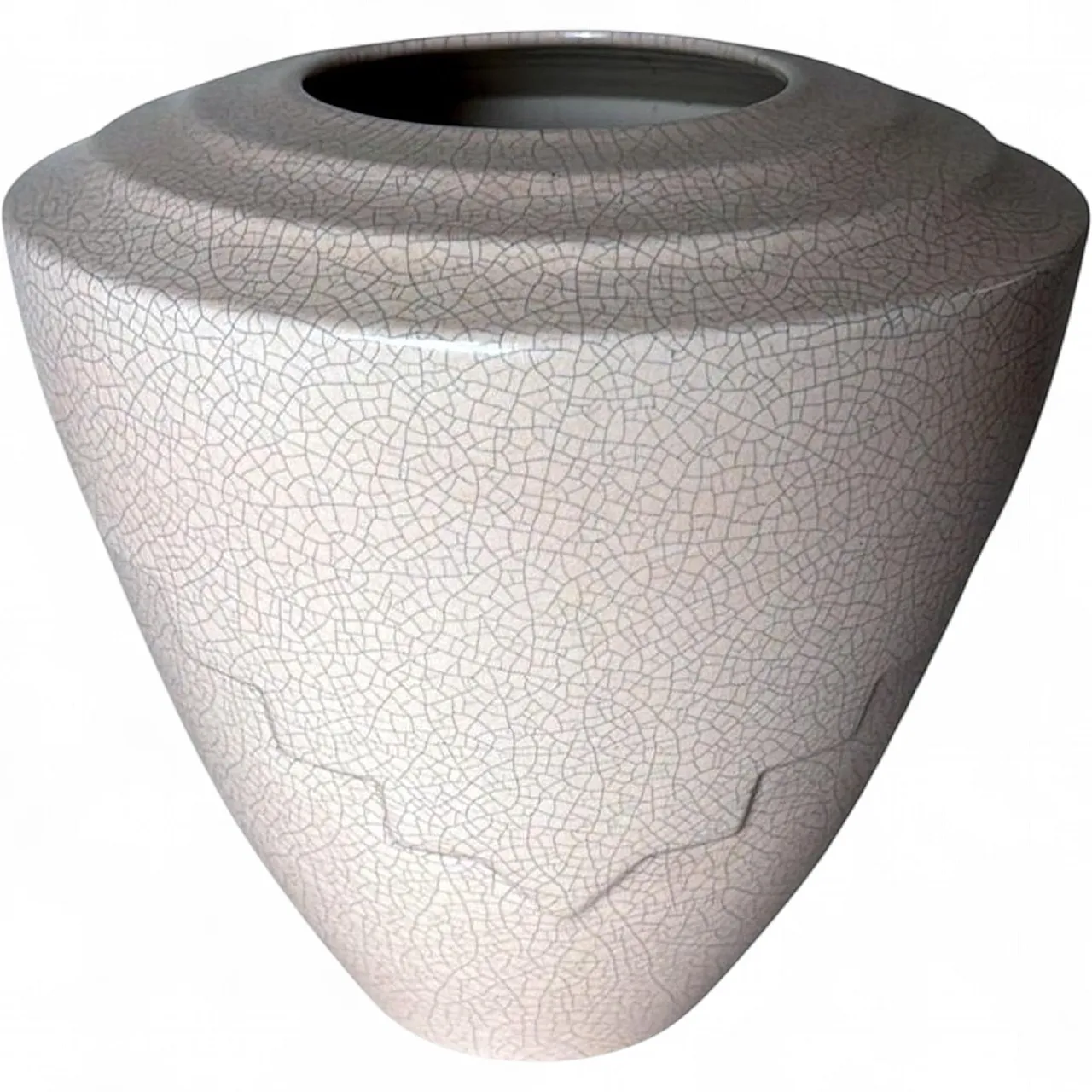 Art Deco white ceramic vase, Raku technique, 20th century 20