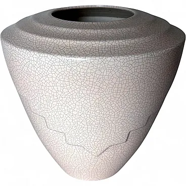 Art Deco white ceramic vase, Raku technique, 20th century