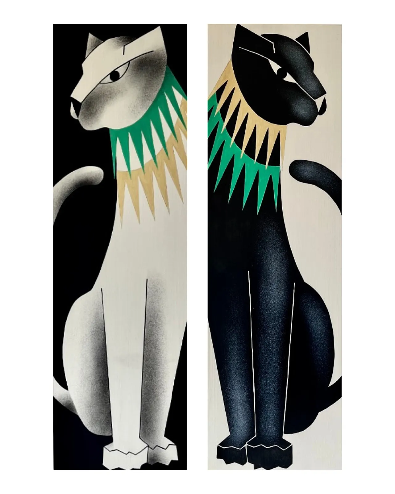 Diptych The Panthers Art Deco style, 2000s 1