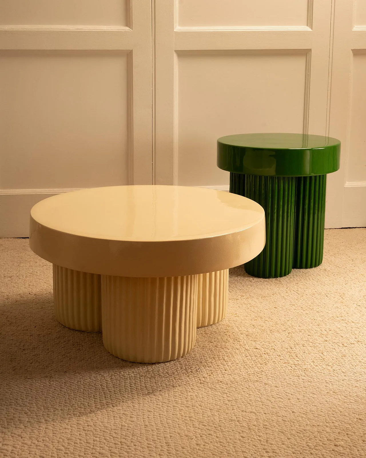 Pair of nesting concrete and lacquer tables, 1990s 9