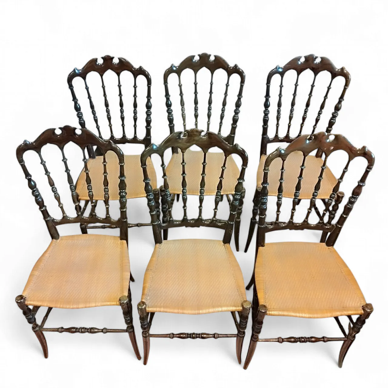 6 sedie Chiavarine in legno di ciliegio, anni '20 4