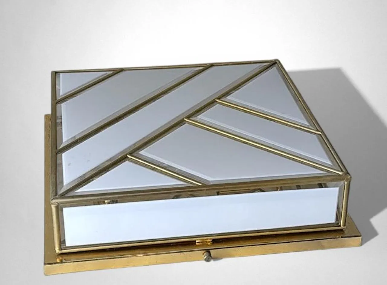 Opaline glass and brass flush mount ceiling light, 1960s 2