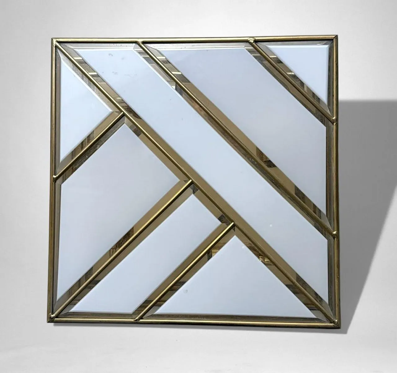 Opaline glass and brass flush mount ceiling light, 1960s 8