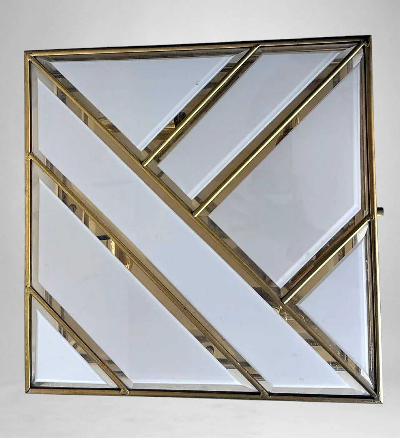 Opaline glass and brass flush mount ceiling light, 1960s 9