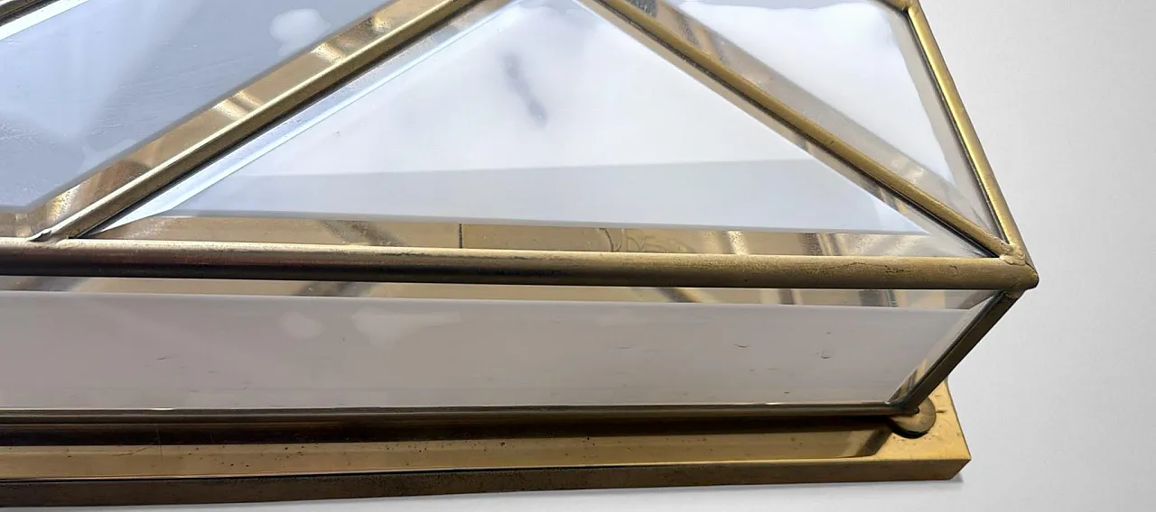 Opaline glass and brass flush mount ceiling light, 1960s 11