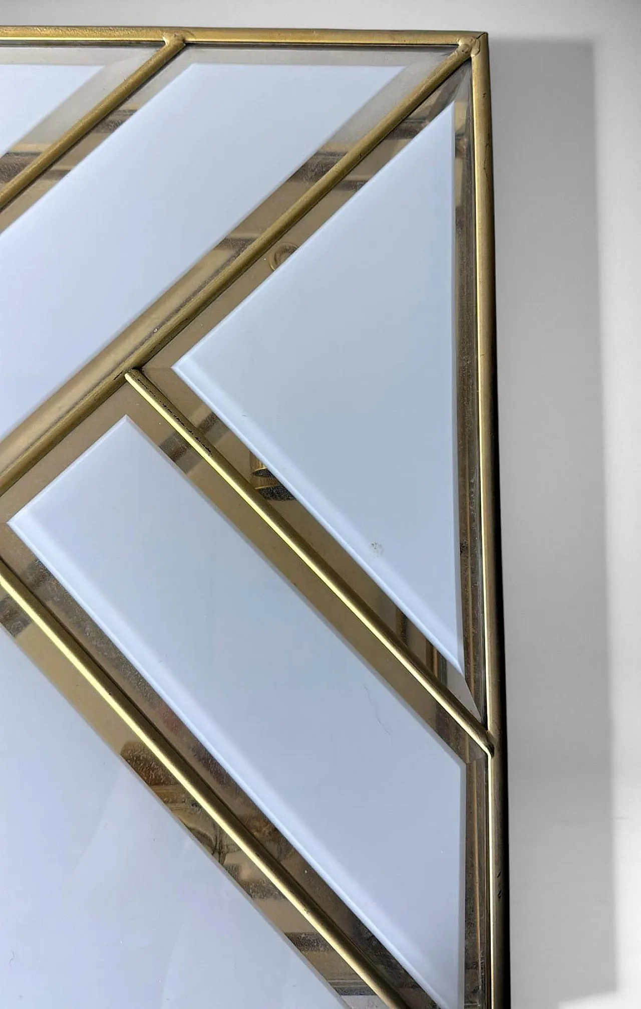 Opaline glass and brass flush mount ceiling light, 1960s 14