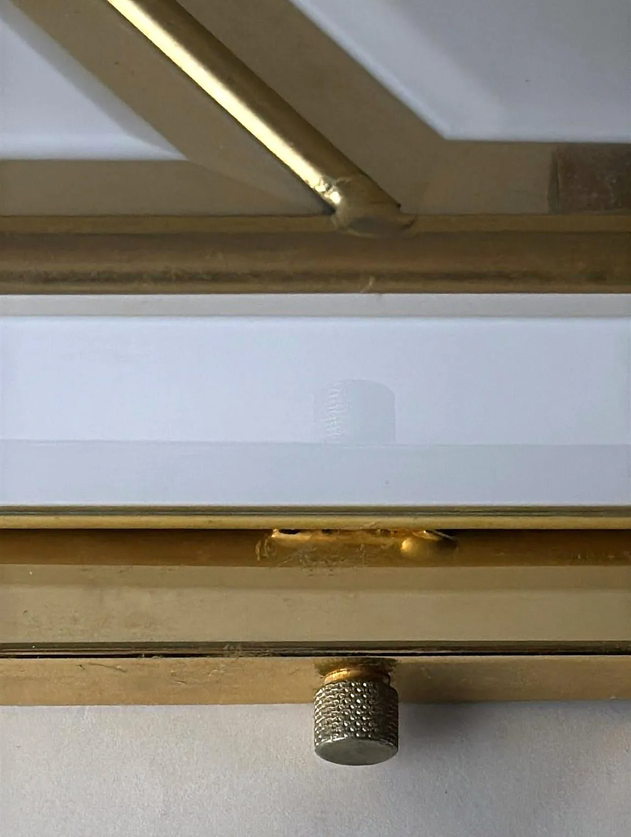 Opaline glass and brass flush mount ceiling light, 1960s 15