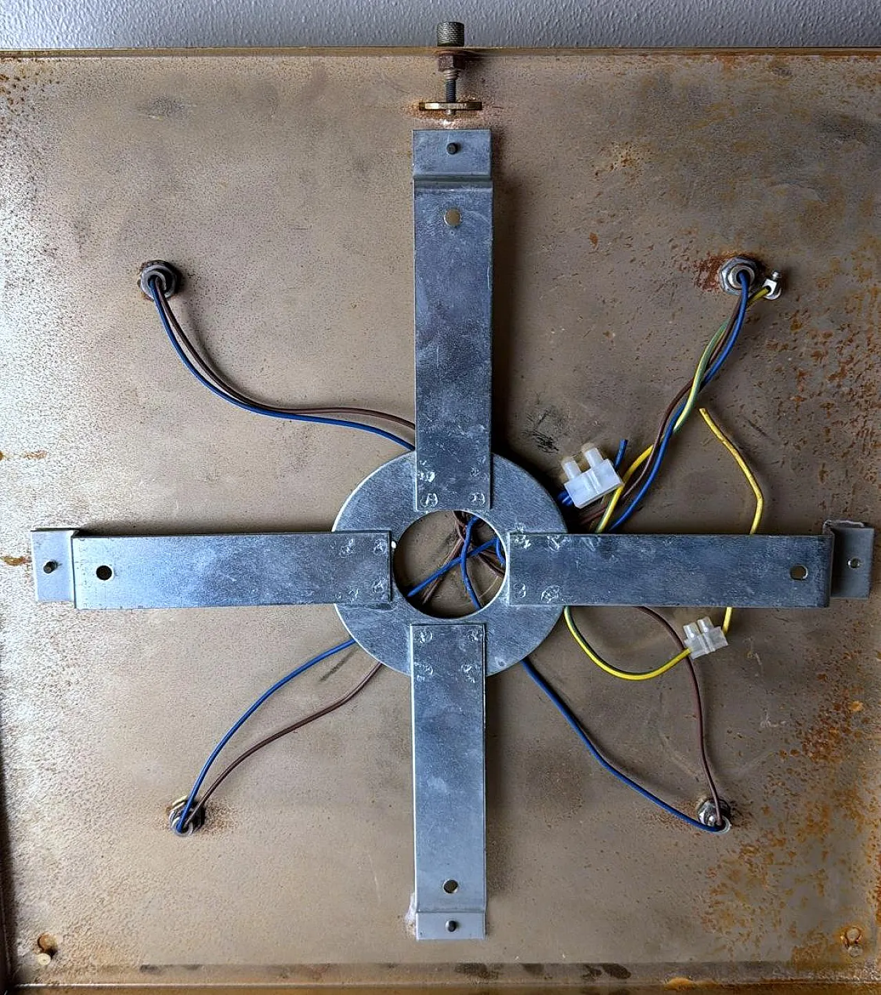 Opaline glass and brass flush mount ceiling light, 1960s 16