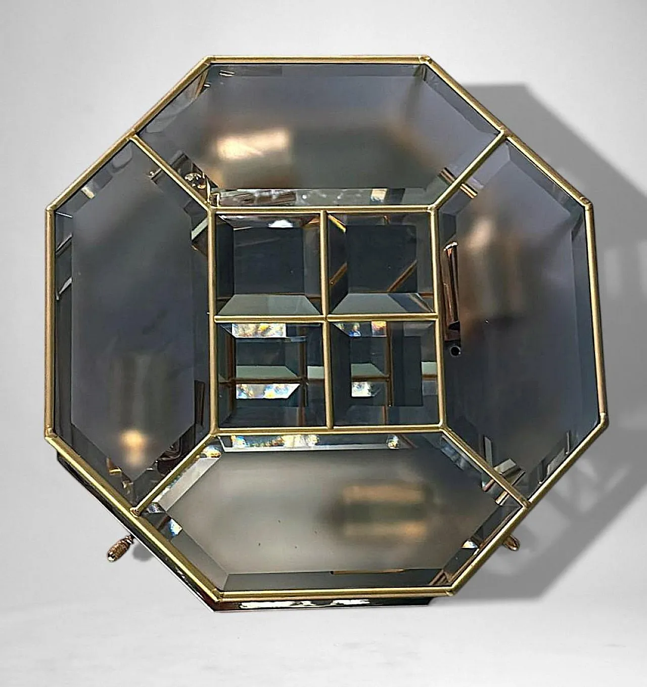 Mid-Century Modern brass and satin glass ceiling lights pair, 1970s 10