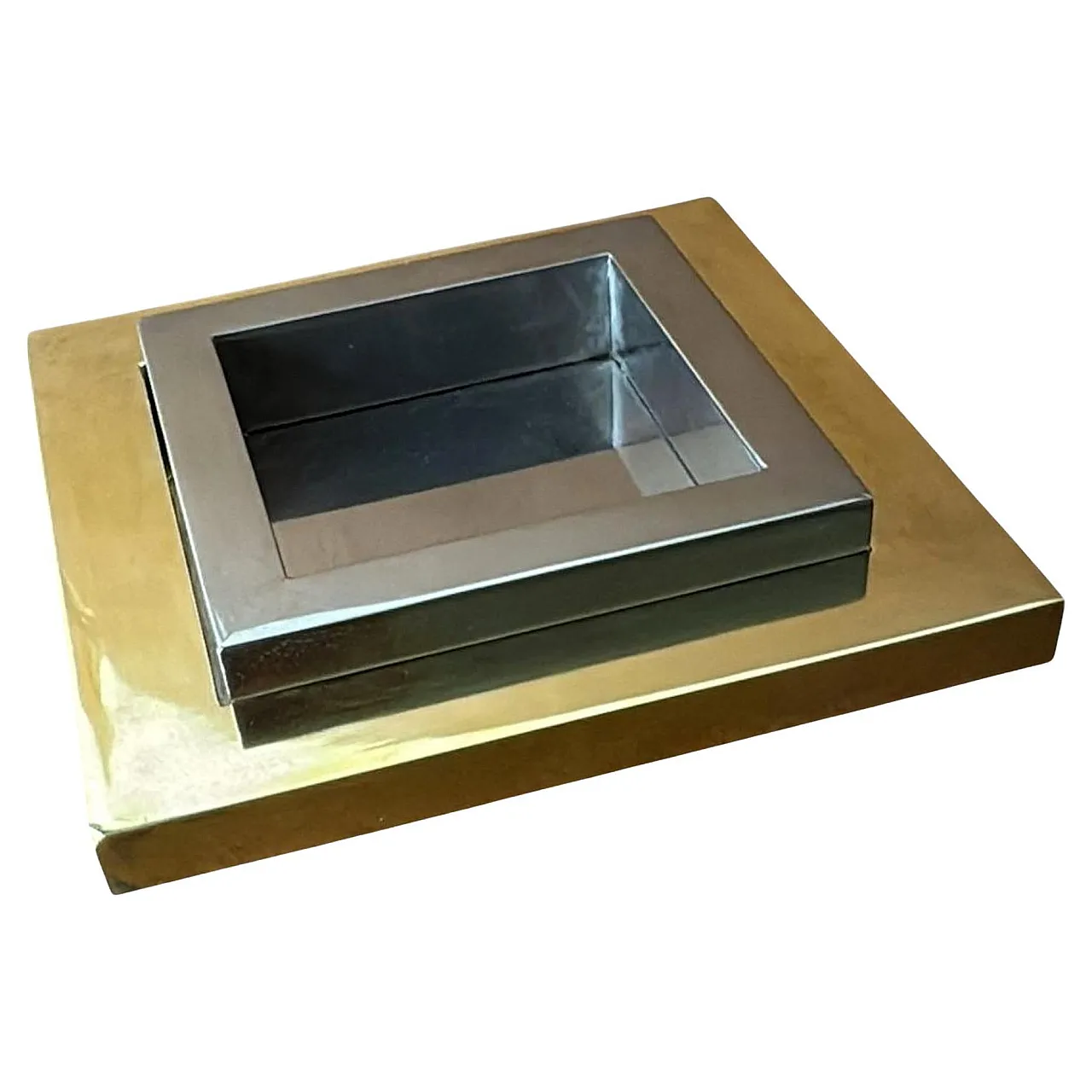 Romeo Rega steel and brass ashtray, 1970s 1