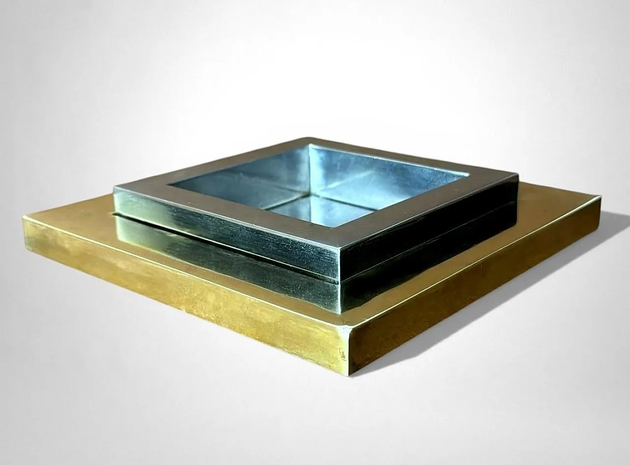 Romeo Rega steel and brass ashtray, 1970s 2