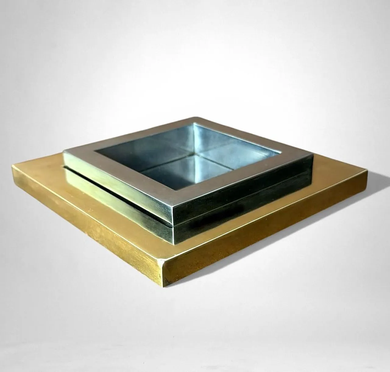 Romeo Rega steel and brass ashtray, 1970s 3