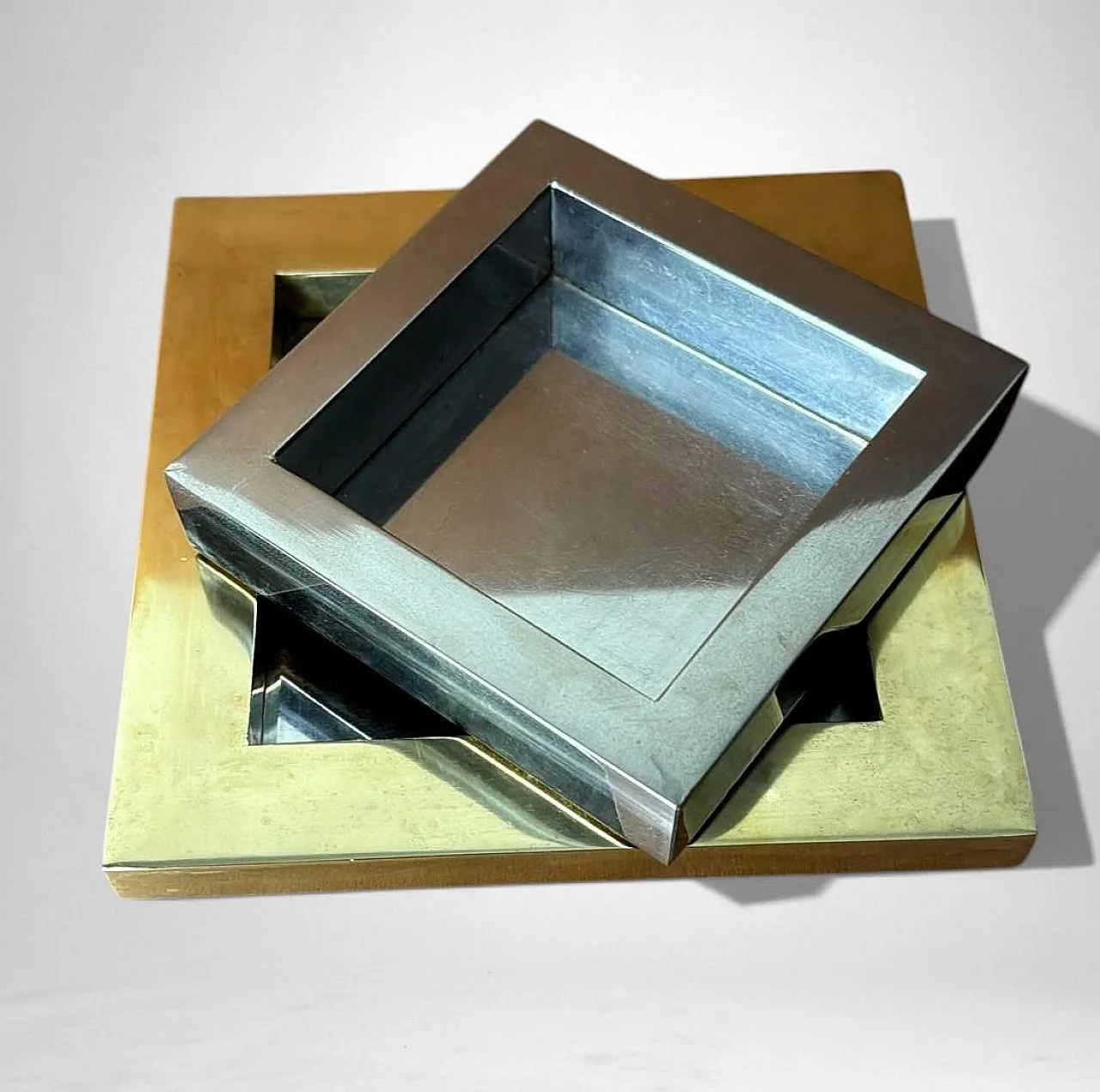 Romeo Rega steel and brass ashtray, 1970s 6