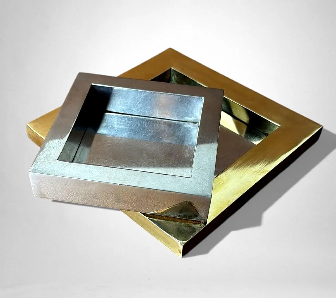 Romeo Rega steel and brass ashtray, 1970s 7