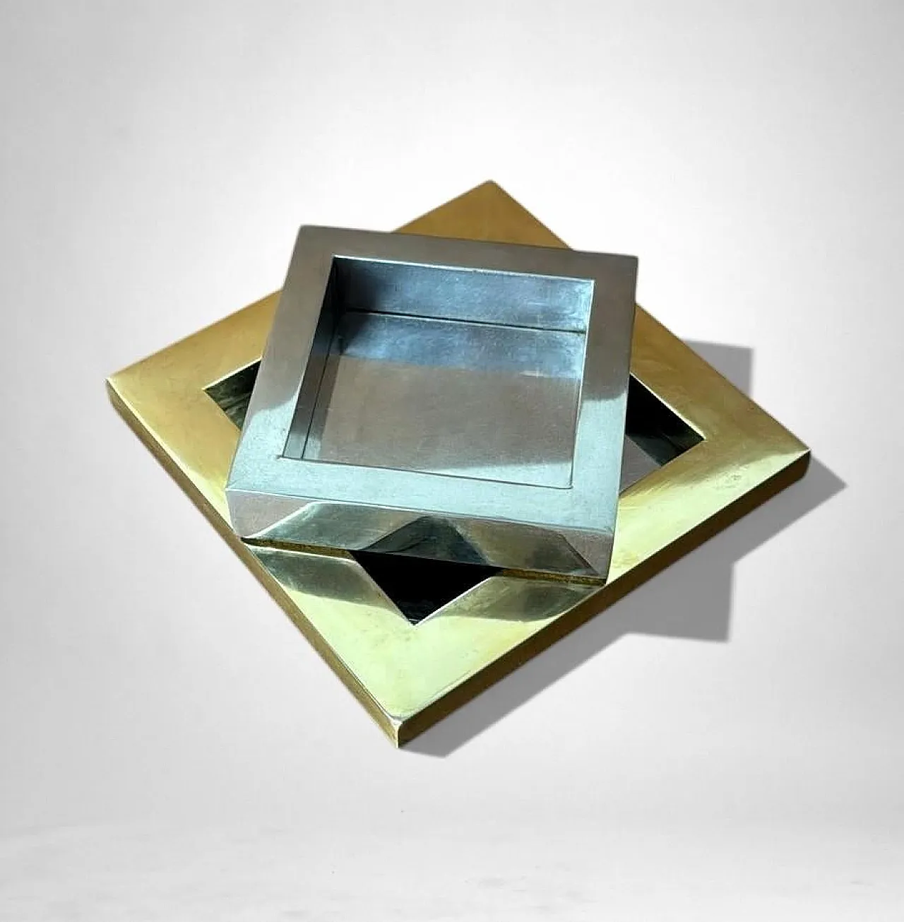 Romeo Rega steel and brass ashtray, 1970s 8