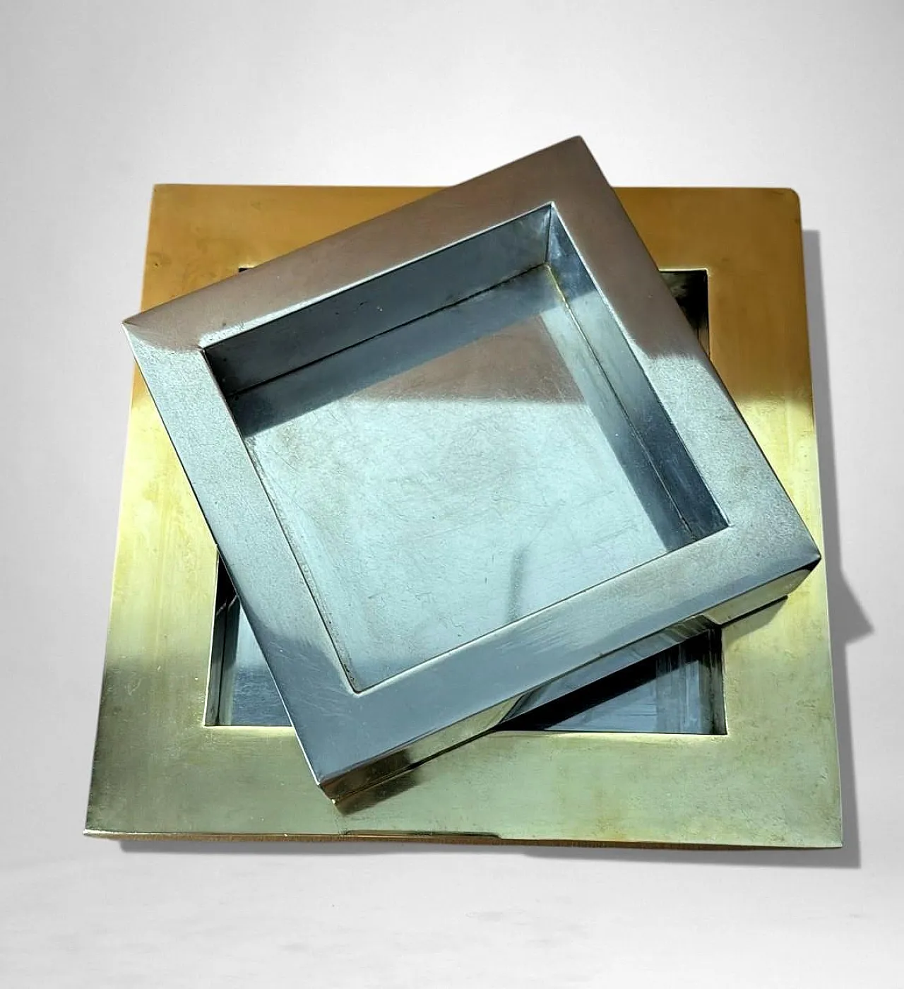 Romeo Rega steel and brass ashtray, 1970s 9