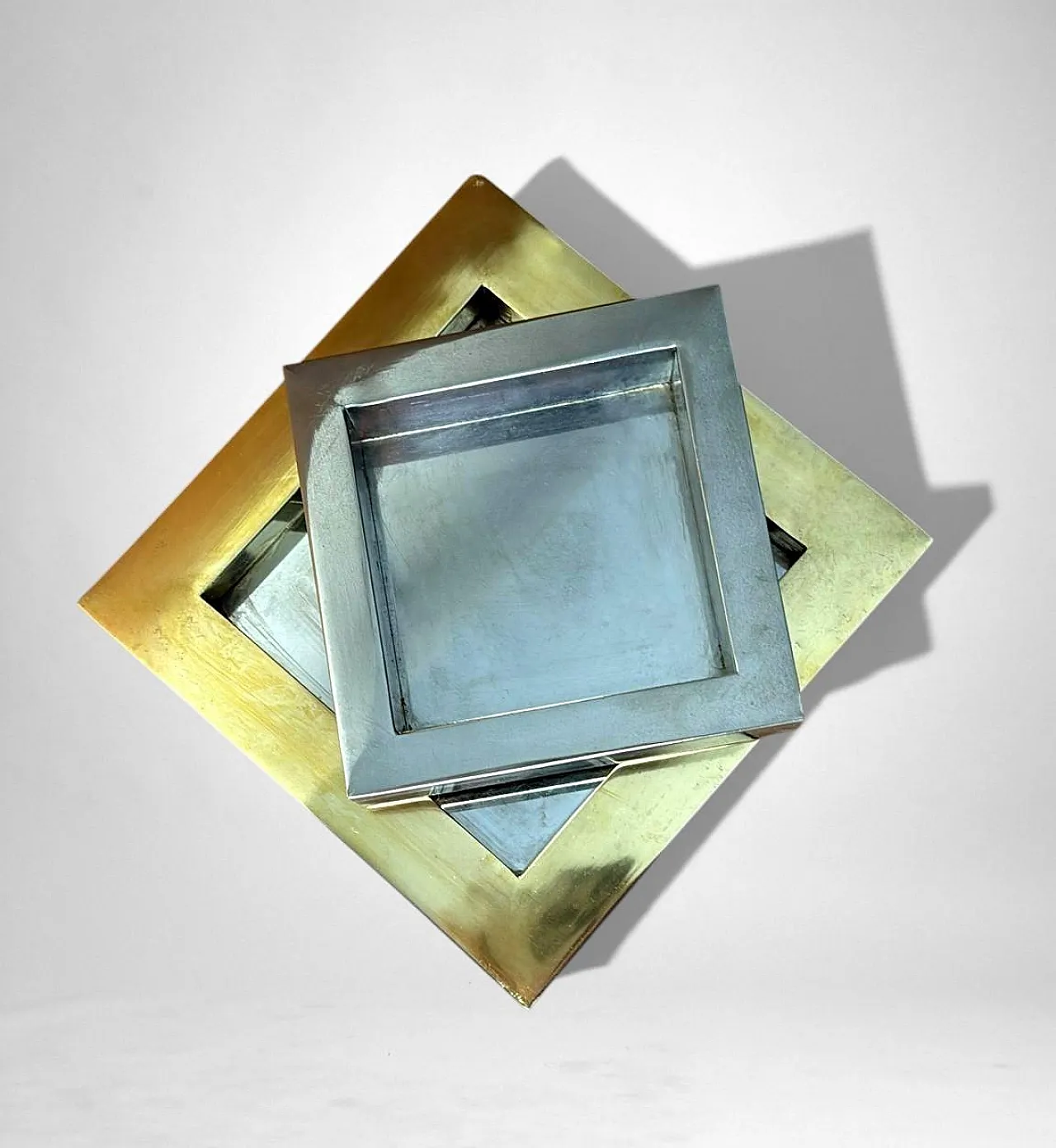 Romeo Rega steel and brass ashtray, 1970s 10