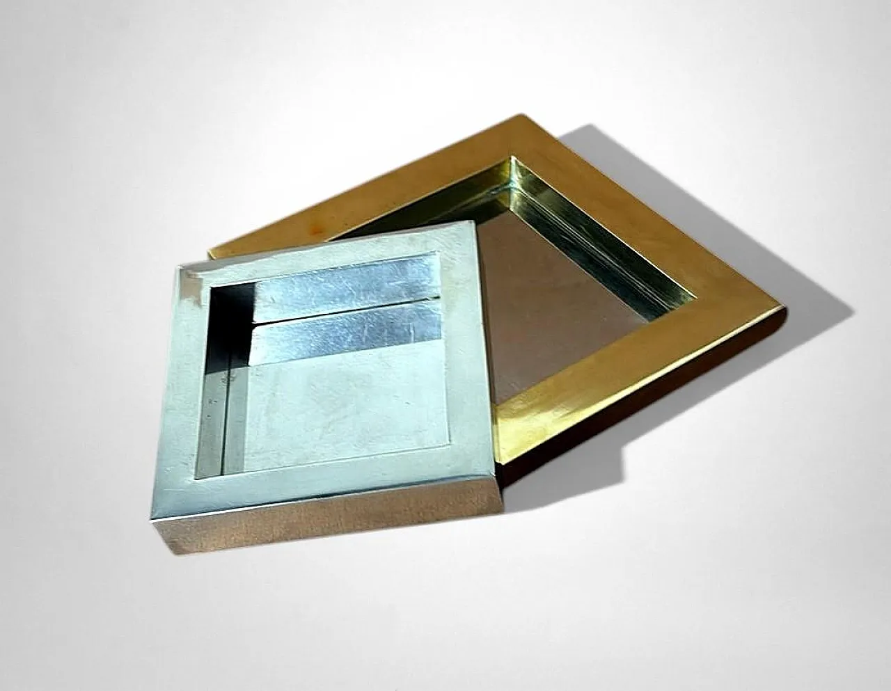 Romeo Rega steel and brass ashtray, 1970s 12