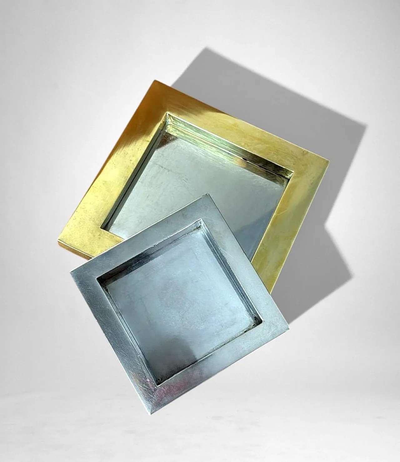 Romeo Rega steel and brass ashtray, 1970s 13