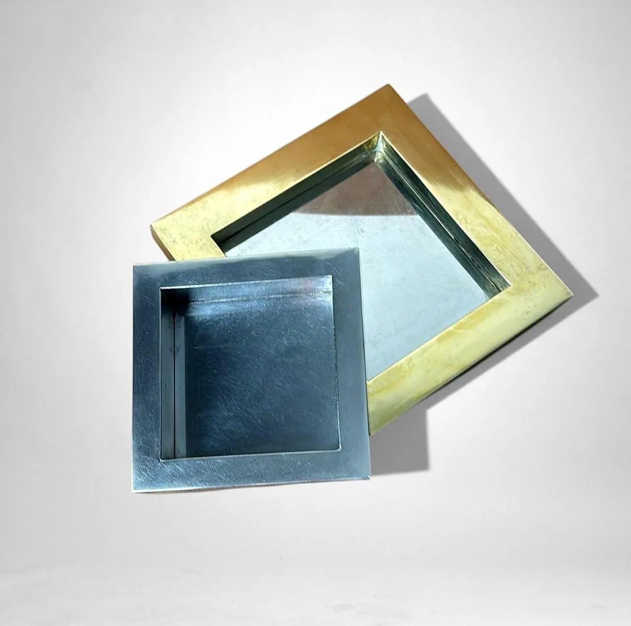 Romeo Rega steel and brass ashtray, 1970s 14