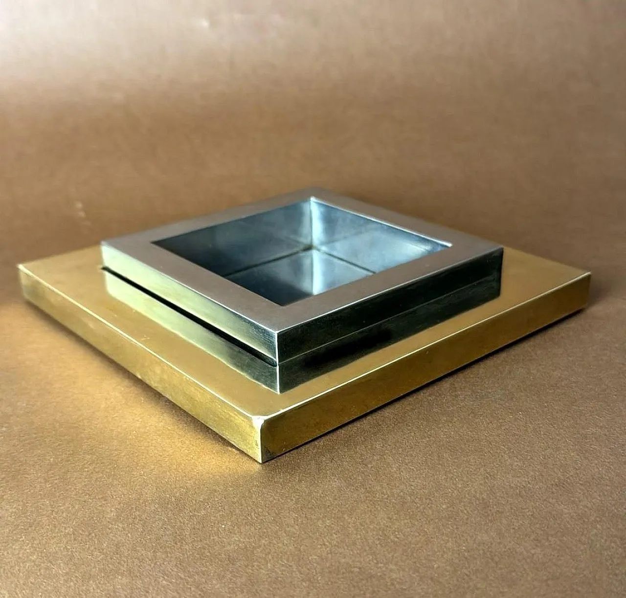 Romeo Rega steel and brass ashtray, 1970s 19