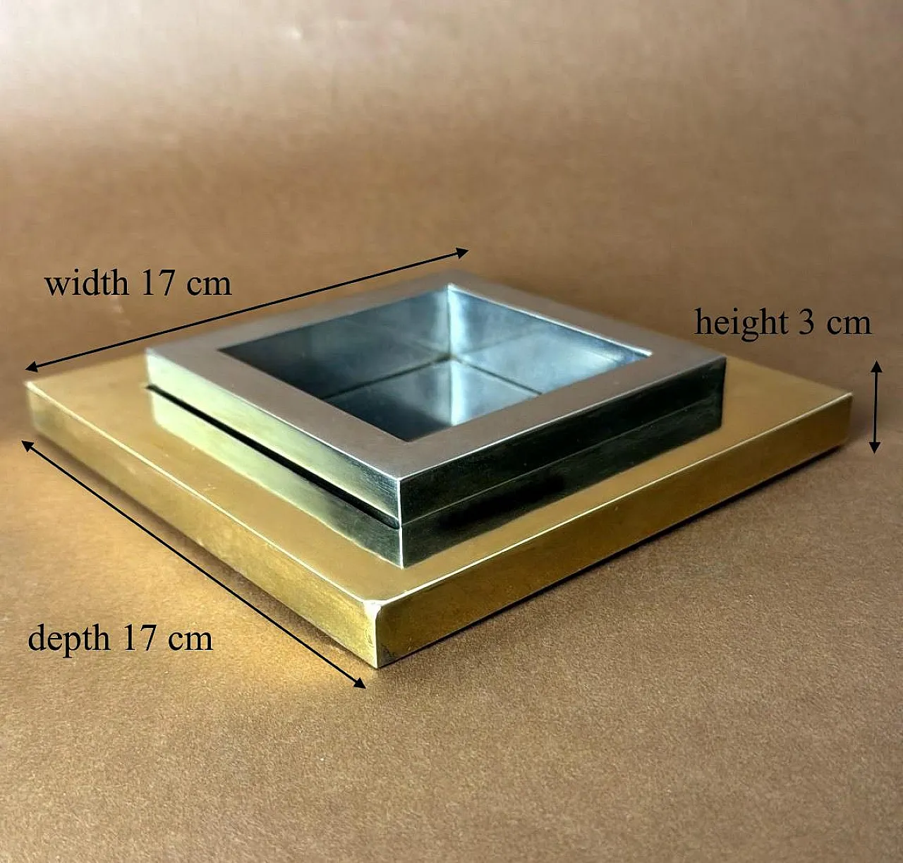 Romeo Rega steel and brass ashtray, 1970s 20