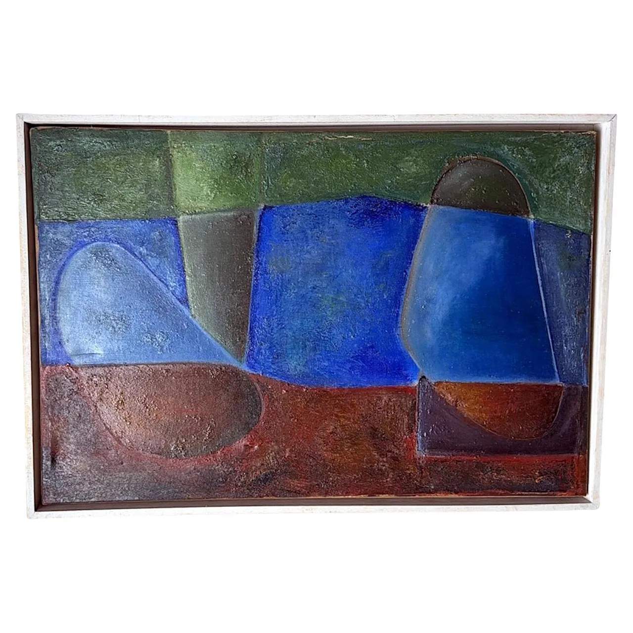 Abstract lyrical oil painting on canvas, mid-20th century 1