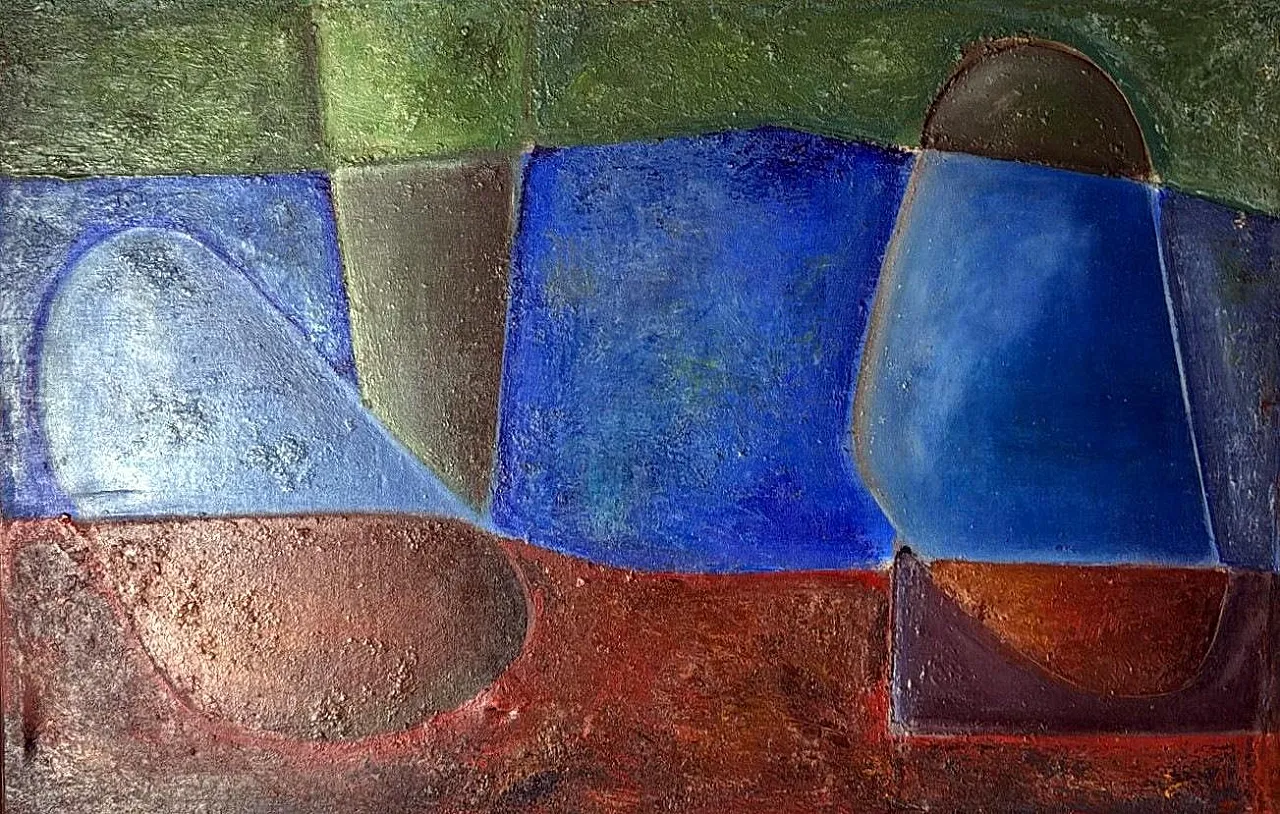 Abstract lyrical oil painting on canvas, mid-20th century 4