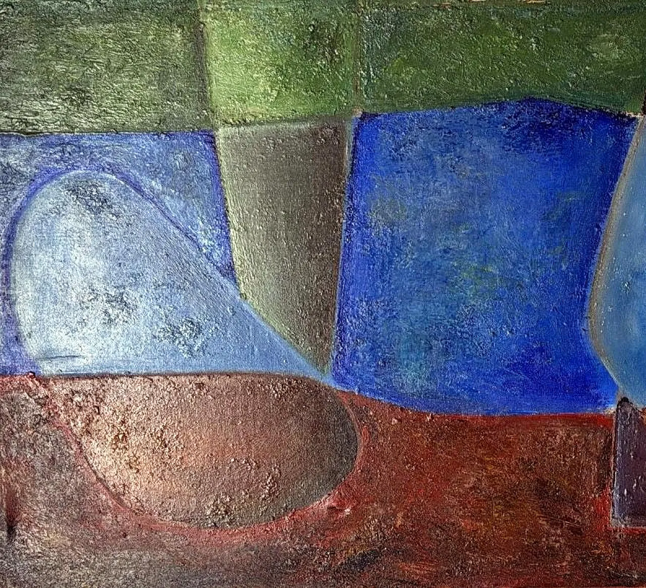 Abstract lyrical oil painting on canvas, mid-20th century 5