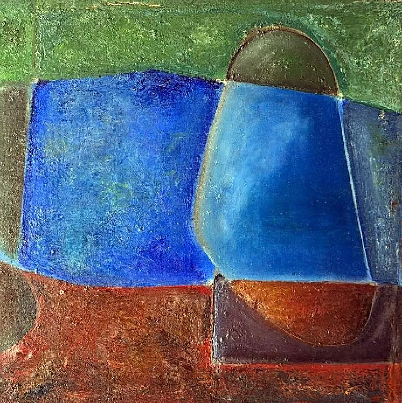 Abstract lyrical oil painting on canvas, mid-20th century 6