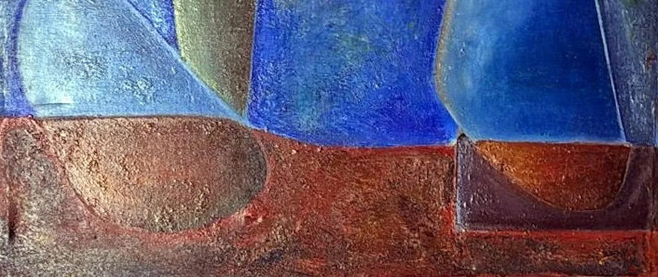 Abstract lyrical oil painting on canvas, mid-20th century 7