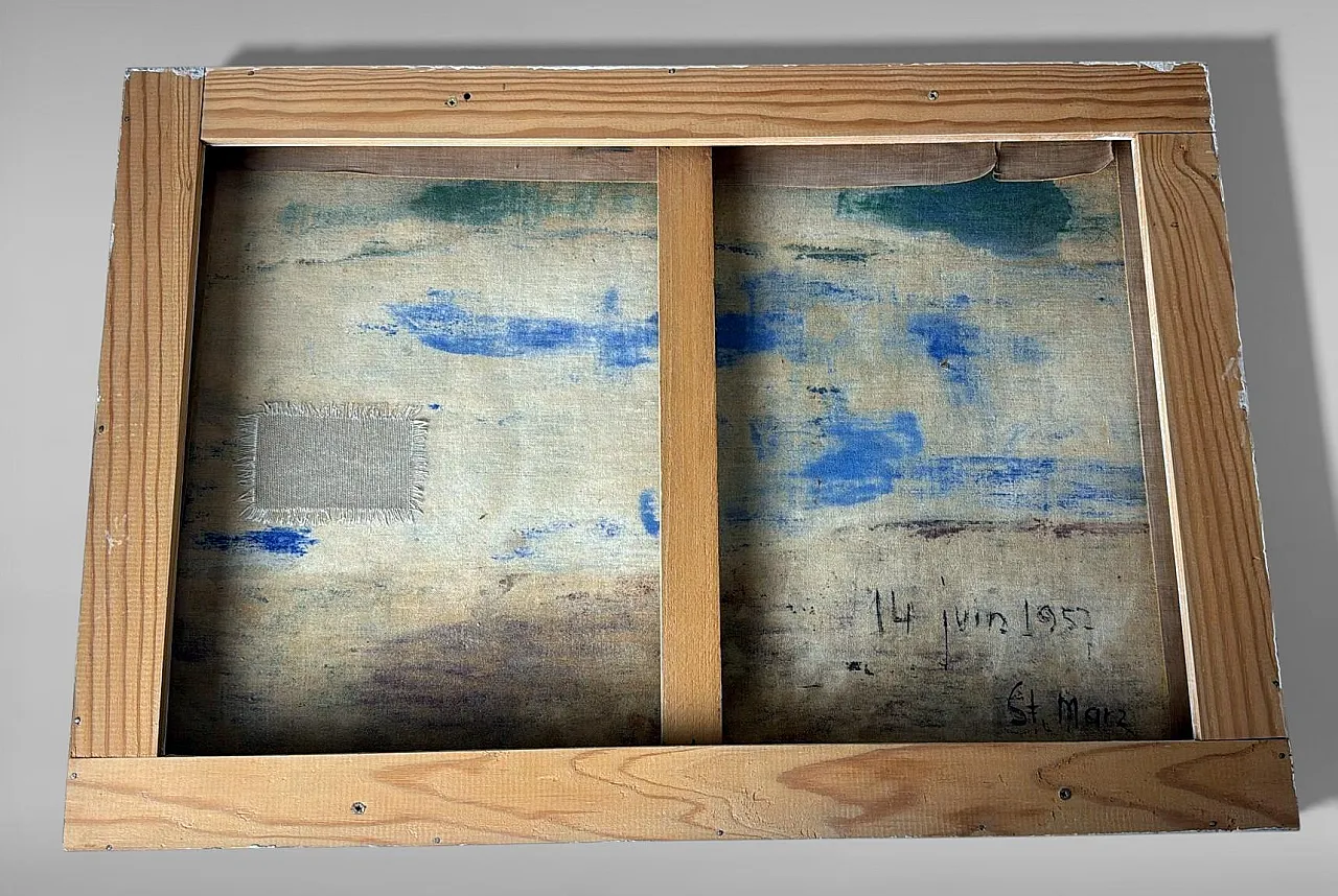 Abstract lyrical oil painting on canvas, mid-20th century 14